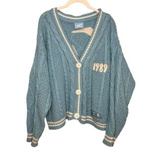 Taylor Swift Cardigan Sweater Womens XS/SM Blue 1989 Taylors Version Seagull